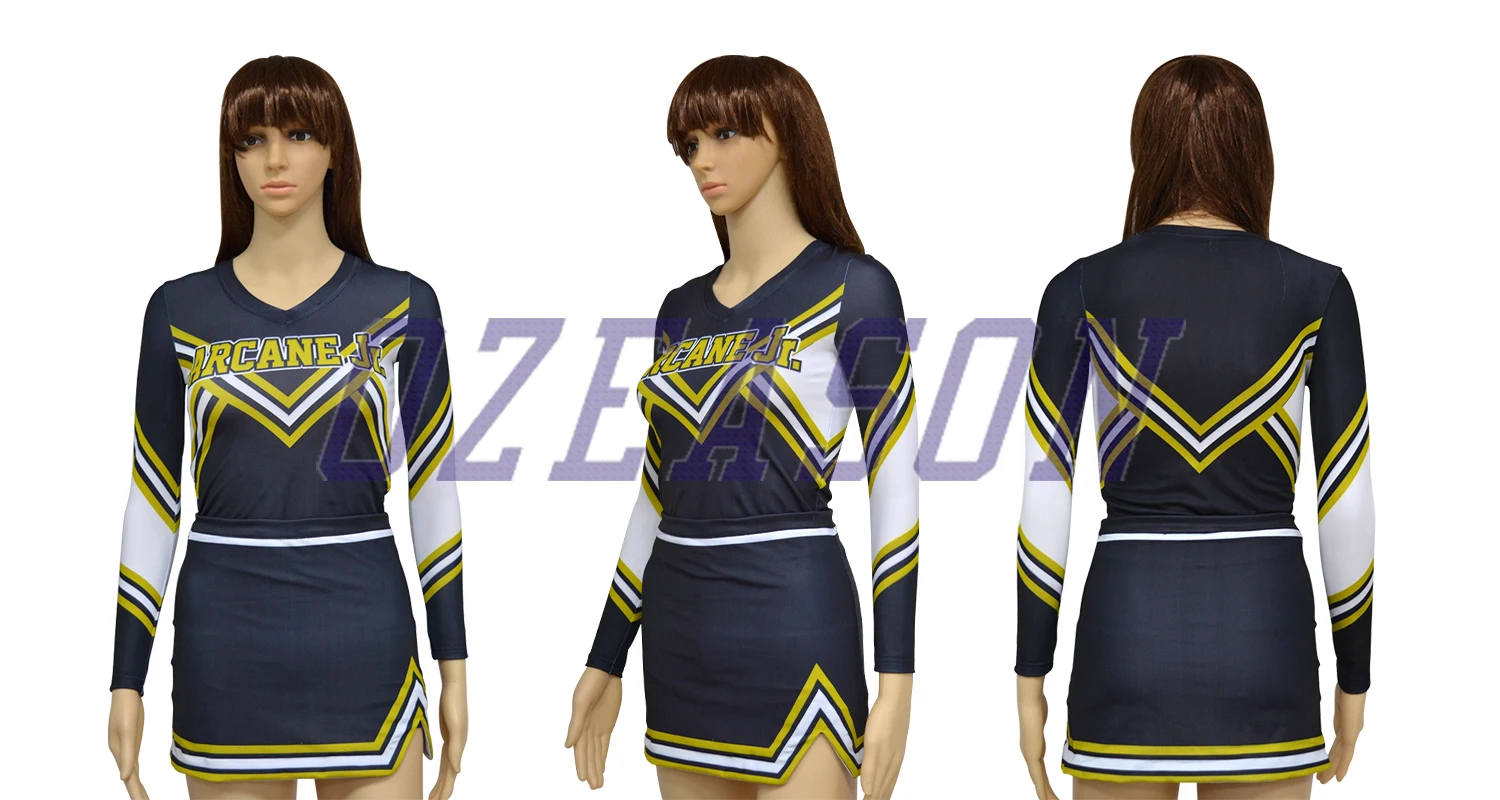 Sublimation Customized Youth Cheerleading Uniforms With Long Sleeve