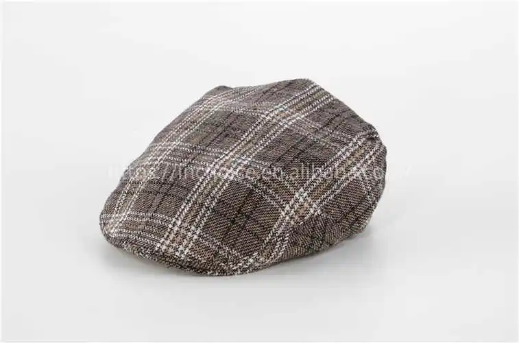 棕色颜色检查侦探帽工人前进帽贝雷帽帽子