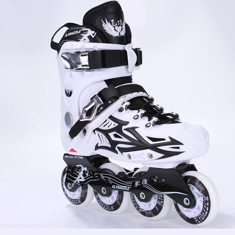 

Outdoor activities adults bearing inline skate with four flashing wheels