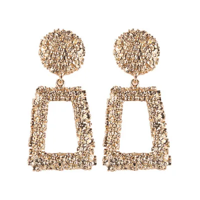 

New retro creative geometric metal exaggerated earrings for women personality big earrings jewelry, Gold;silver