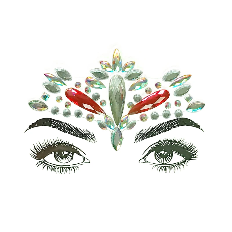 

New design fashionable face crystal rhinestone 3d eyes diamond sticker for party