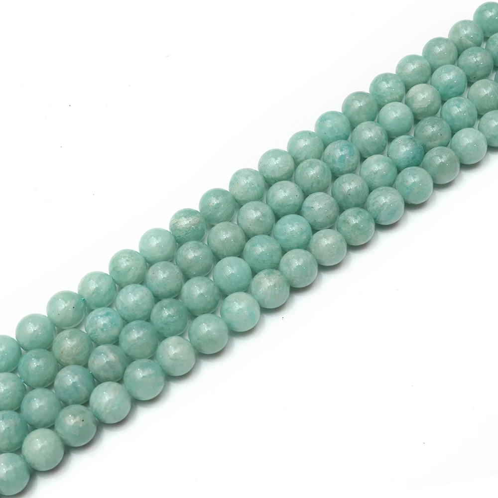 

For Jewelry Making Loose Beads In Bulk Wholesale Beads Handmade DIY One Strand Natural Round Blue Amazonite Seed Gemstone Beads