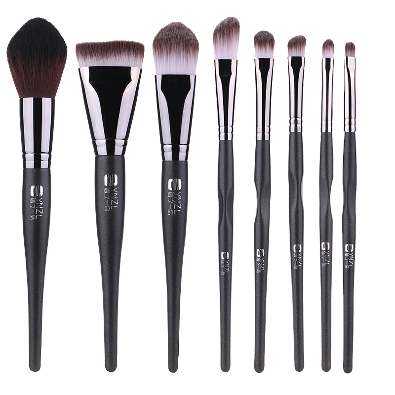 

High Quality Makeup Brushes Copper Ferrule Synthetic Hair 8pcs Custom Logo Makeup Brush Set Powder Make up Brush