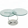 Modern living room chrome base swivel glass end side table