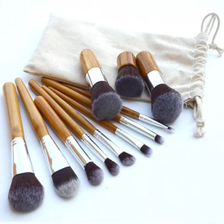 

Custom Private Label 11pcs Bamboo Makeup Brush Kit, Black color