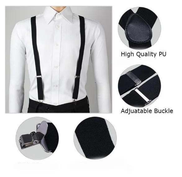 Fashion Design 3.5 Cm Striped Elastic Suspender For Man With Mental