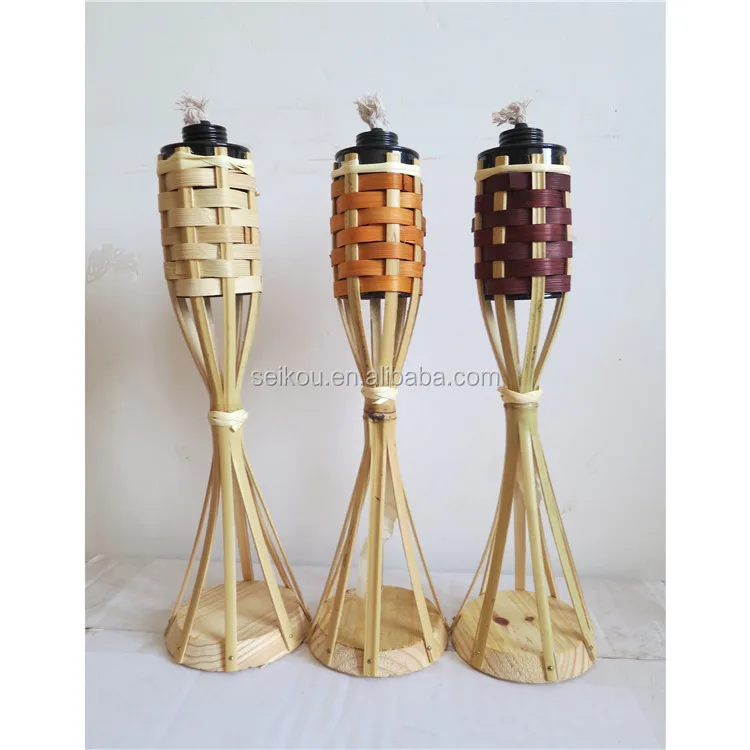 Natural Bamboo Table Tiki Torch With Wood Stand Buy Bamboo Torch Tiki Torch Bamboo Table Torch Product On Alibaba Com
