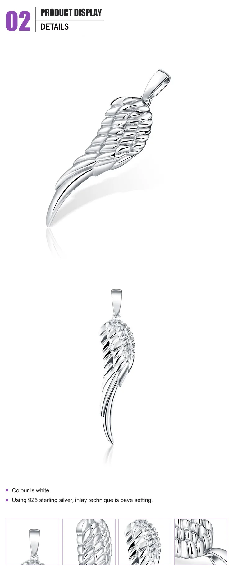 product-BEYALY-High End Silver Jewelry Angel Wings Pendants For Party-img