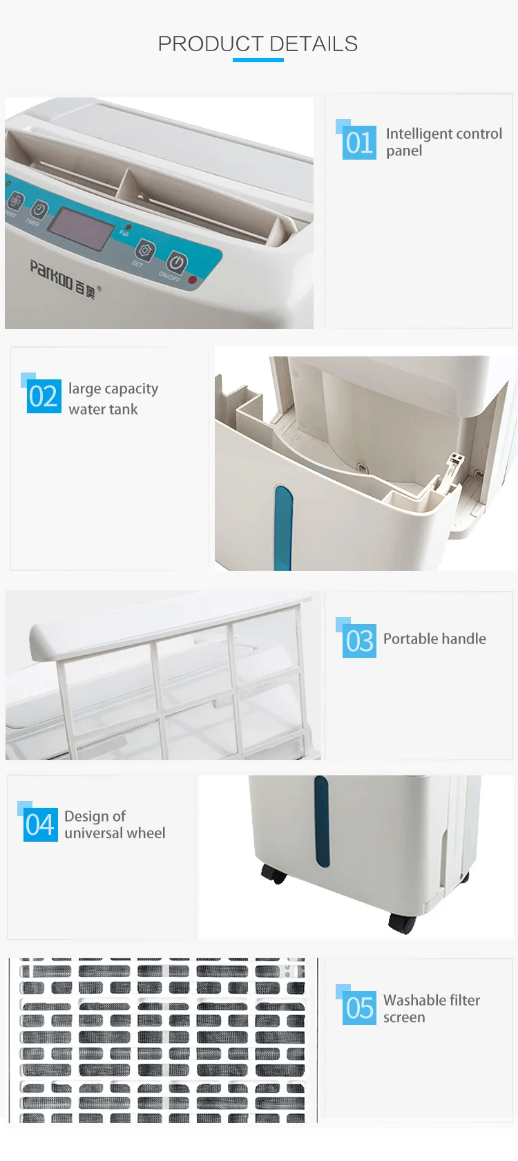 Home Air Purifying Dehumidifier, 20L/Day, 220, 35 - detail 10