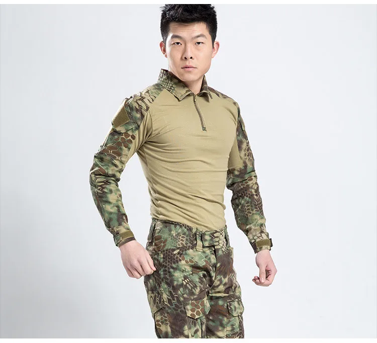 

Outdoor Sport Tactical Military Army Combat Airsoft Camouflage Frog Style Long Sleeve Men T Shirt