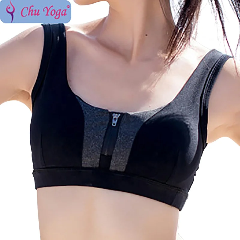 

CHU YOGA Sexy Women Sport Yoga Top Bra for Running Gym Workout Wire Front Zipper Fitness Sports Shirt Woman Yoga Vest Bras