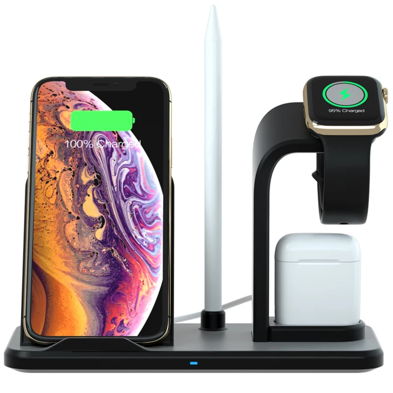 

Innovation 2019 Wireless 3 In 1 Charging Smart Qi Wireless Charger For Earphone, Black