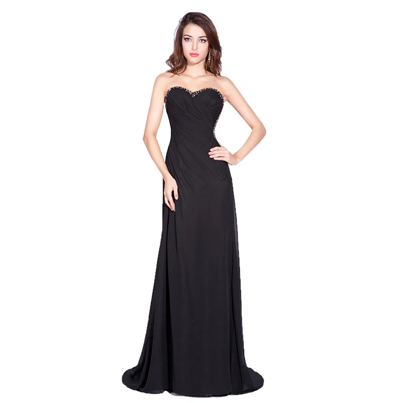 

Wholesale Black Evening Dress Long Sweetheart Beaded Open Back Bridesmaid Dresses 2018, Customized