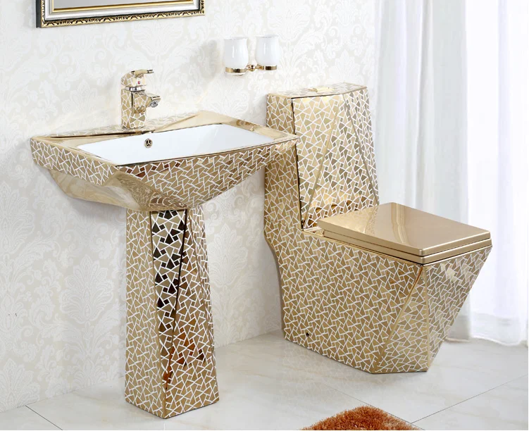 Toilette dorée ensembles/Or toilette monobloc/Doré en céramique toilette ensembles