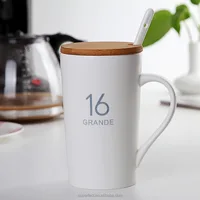 

3oz 12oz 16oz 20oz Tall cup with bamboo lid ceramic coffee mug
