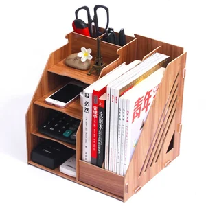 Image of Office Organizer Desktop Wood File Book Document Storage Box