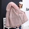 Fashion Women Winter Genuine Raccoon Fur Hood Jacket Coat Multi Color Fur Lined Parka