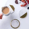 Creative marbled ceramic coaster gold-plated coaster insulation coaster
