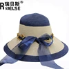 Fashion stripe wide brim summer beach women cheap straw floppy hat