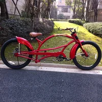 

24 inch red color on sale discount retail sample long chopper cruiser bike