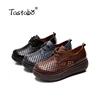 Hollow Out Shallow Shoes Pumps Original Leather Elegant Fretwork Ladies Wedge Pumps Shoes For Women