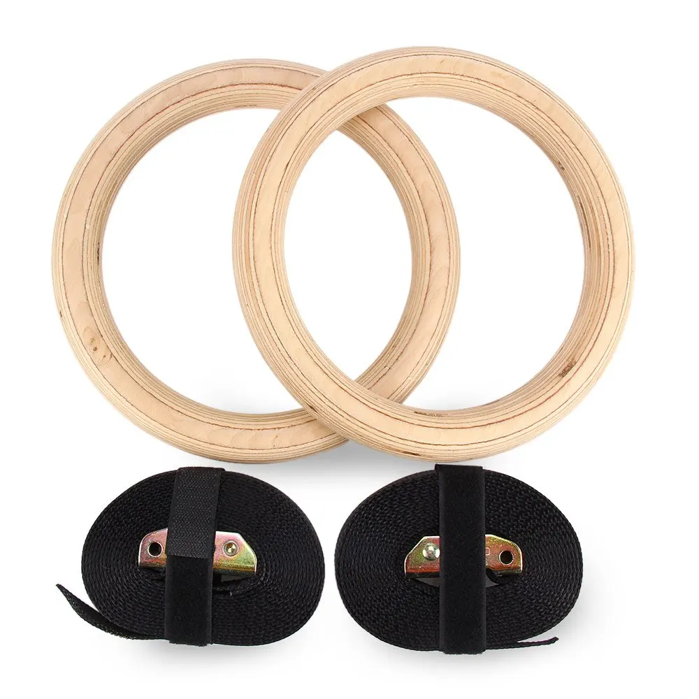 

Birch wood 32mm gymnastic ring fitness ring gym ring with nylon strap
