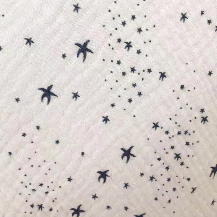 
Wholesale cheap custom pattern 100% cotton gauze crinkle fabric in india for baby 