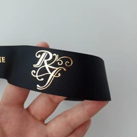 

Wholesale custom logo 3D gold foil printed logo satin ribbon / Grosgrain ribbon