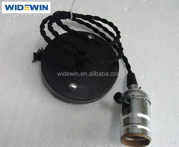 Ceiling Light Pendant Kit Ceiling Rose Sliver Bulb Holder Black