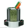 Hot Sale Desk Organizer Metal Mesh Pen Holder Clock Calendar With Storage Drawer