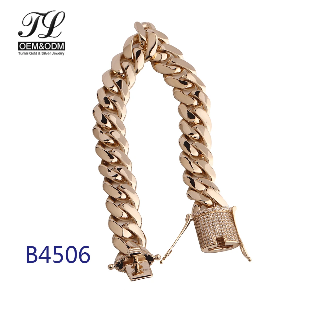 22/26/28/30 inch Cuban Link Chains 14K Gold Jewelry Necklace Men HipHop Chunky Heavy Gold Chain for Men