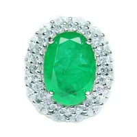 

Emerald jewelry 925 sterling silver ring white gold with diamond rings siler ring bijouterie