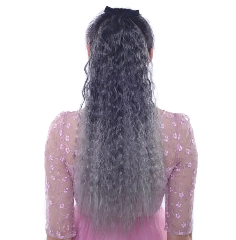 

silver grey afro kinky ponytail hair wig, gray hair ponytail