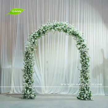 Gnw 8ft White Metal Wedding Arch With Cherry Blossom Flowers For