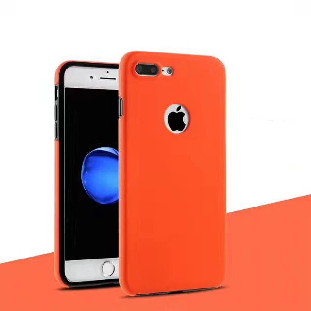 

360 full cover clear screen protector TPU and PC case phone cover for iphone 7 7plus case, Black, blue, pink, orange,green, fresh green
