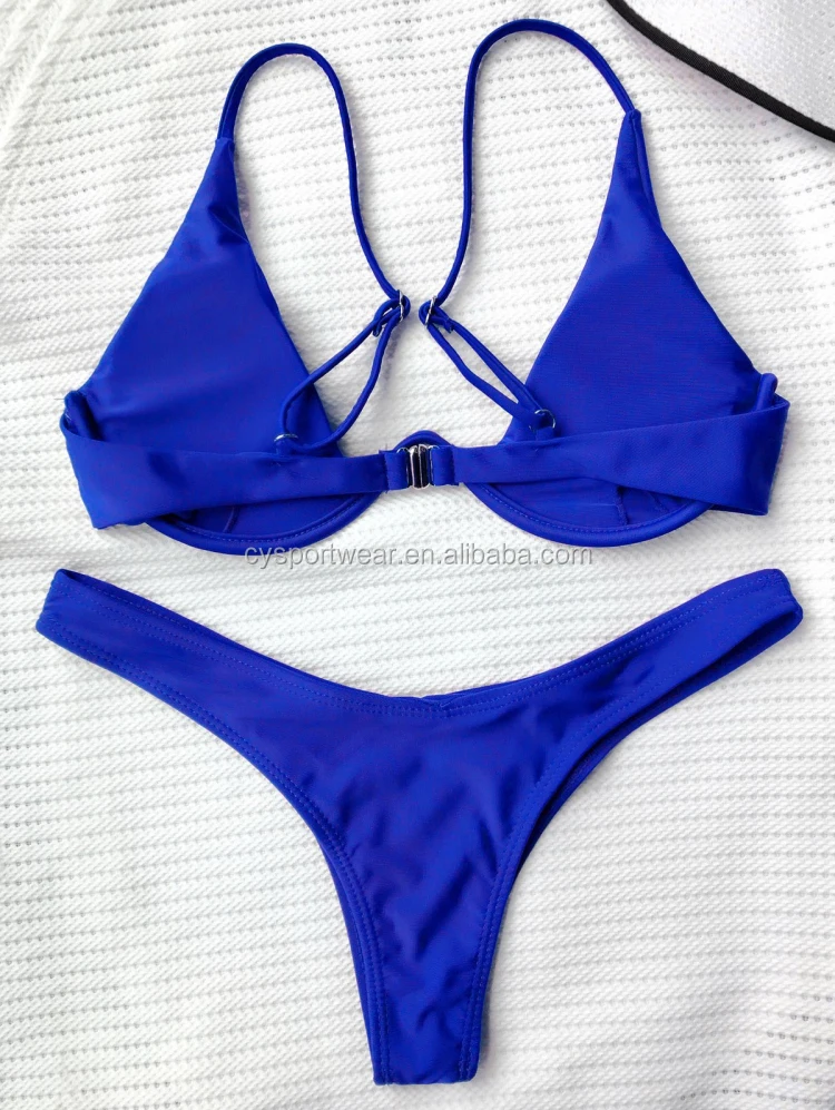 Factory Oem Swimwear Women New Style Sexy European Blue Underwire