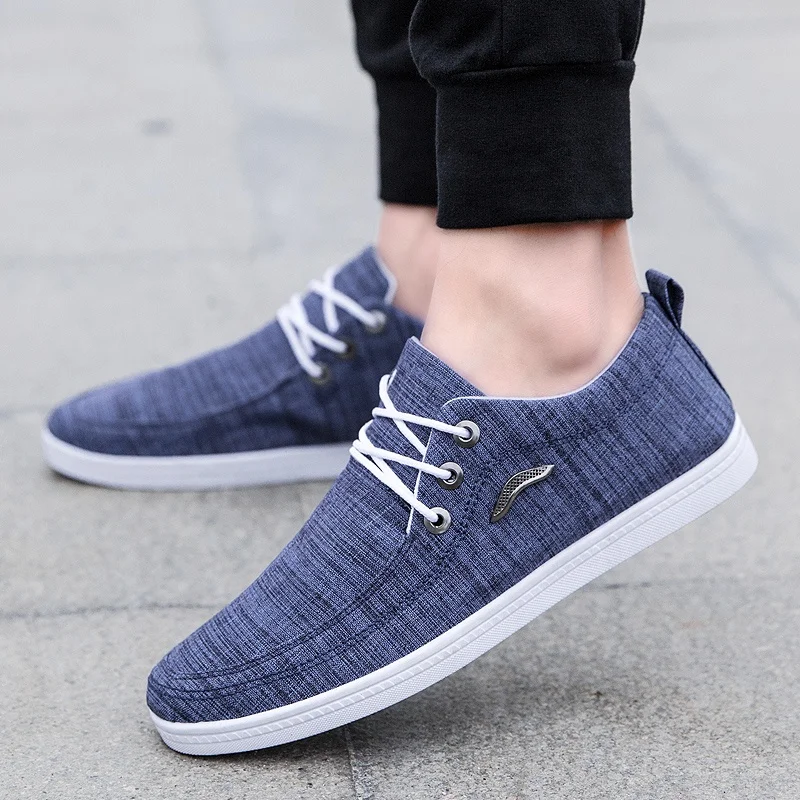 

Gentlemen fabric cloth Upper Lace up Rubber sole Injection Canvas Shoes