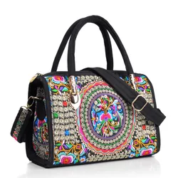 china supplier vintage flower embroidery handbag African fabric ladies shoulder bags