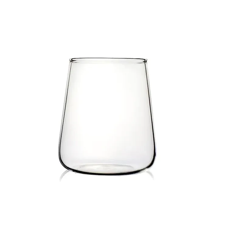 

Unique shape borosilicate glass material drinkware water cups 450ml, 500ml, Transparent