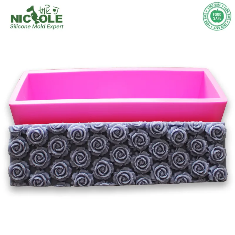 

Nicole rose flower shape loaf bread toast custom silicone soap mold factory