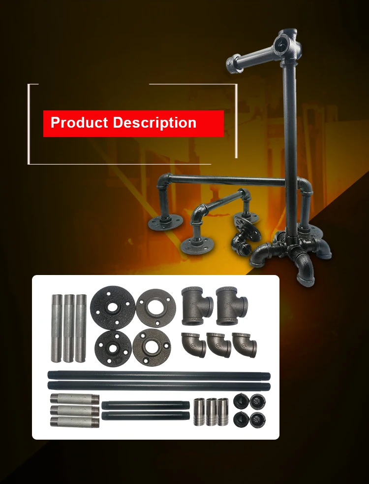 Forged Fittings threaded equal tee with BSPT or NPT black tee malleable iron pipe fitting for home decoration