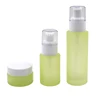 sweet matte green full set cosmetic glass bottle and jar