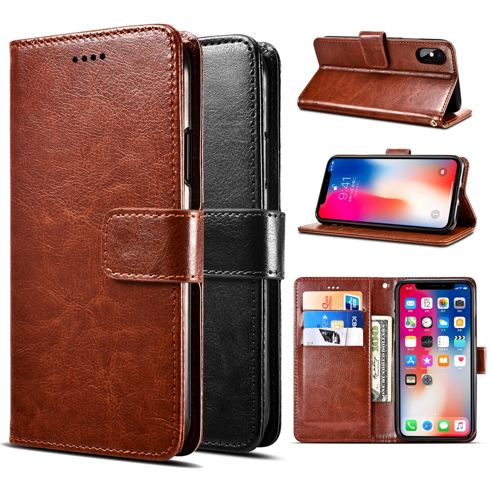 

Credit Card Slot Crazy Horse Wallet Leather Case /S10/S9/ s6 edge plus/s8, Black;brown;white