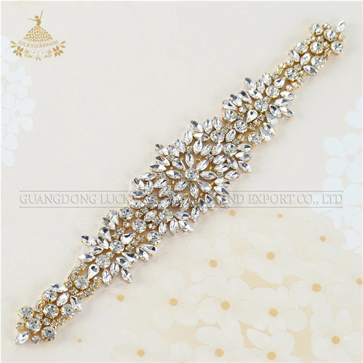 Ins Hot sale bridal rhinestone crystal sew on for wedding sash appliques
