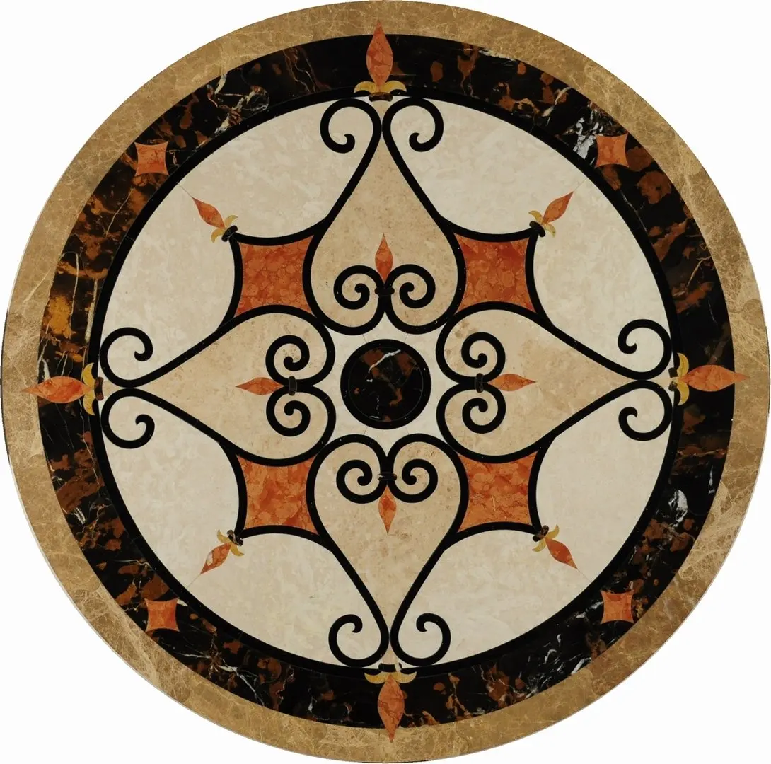 water jet medallion marble inlay flooring