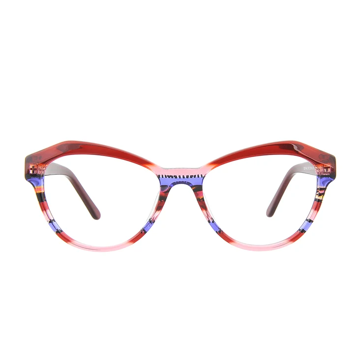 

Dongshen Fashionable eyeglasses Italy designer colorful big acetate cat eye optical frames in stock Wenzhou factory