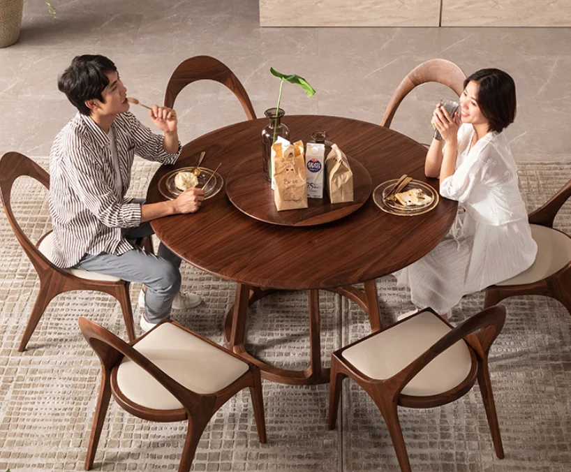 Black Walnut New Chinese Style Solid Wood Round Dining Table Top Solid Buy North American Imported Black Walnut Table New Chinese Style Table Round Solid Wood Round Table Product On Alibaba Com