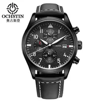 

OCHSTIN Quartz Watch 3ATM Water Resistant Fashion Analog Men's Watch Luxury Genuine Leather Strap Trendy Man Wristwatch