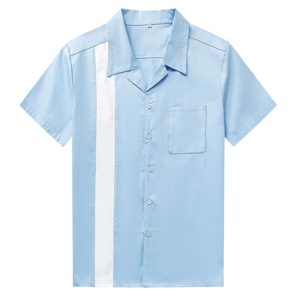 Wholesale 50's Pinup Retro Clothing Men's Blue Sky Shirt From China ...