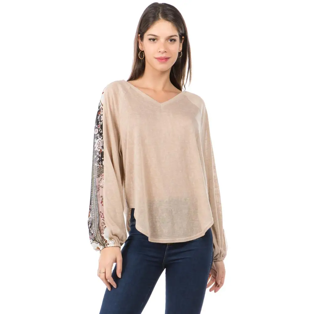 

2019 High Quality Top One Spring Korean Chiffon Sleeve Tops Blouse Woman